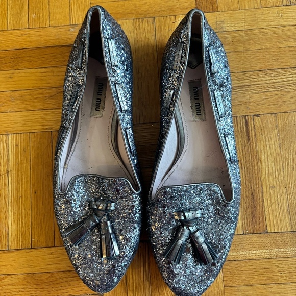 Miu Miu Shoes - MIU MIU glitter loafers